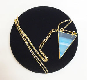Gem Stone Necklace - Triangle Blue