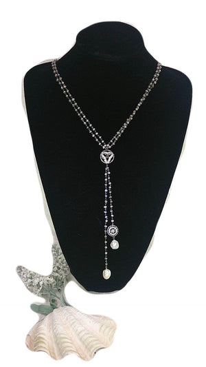 Antique Design - Pearl & Crystal Necklace