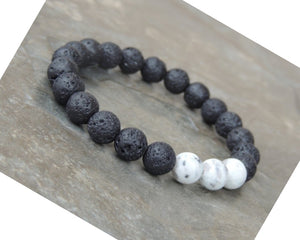 Lava & White Gem Stone Bracelet