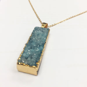 Flicker Mineral Stone Necklace - Rectangle Blue