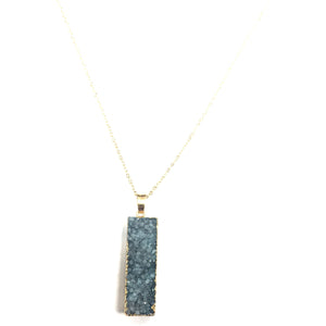 Flicker Mineral Stone Necklace - Rectangle Blue