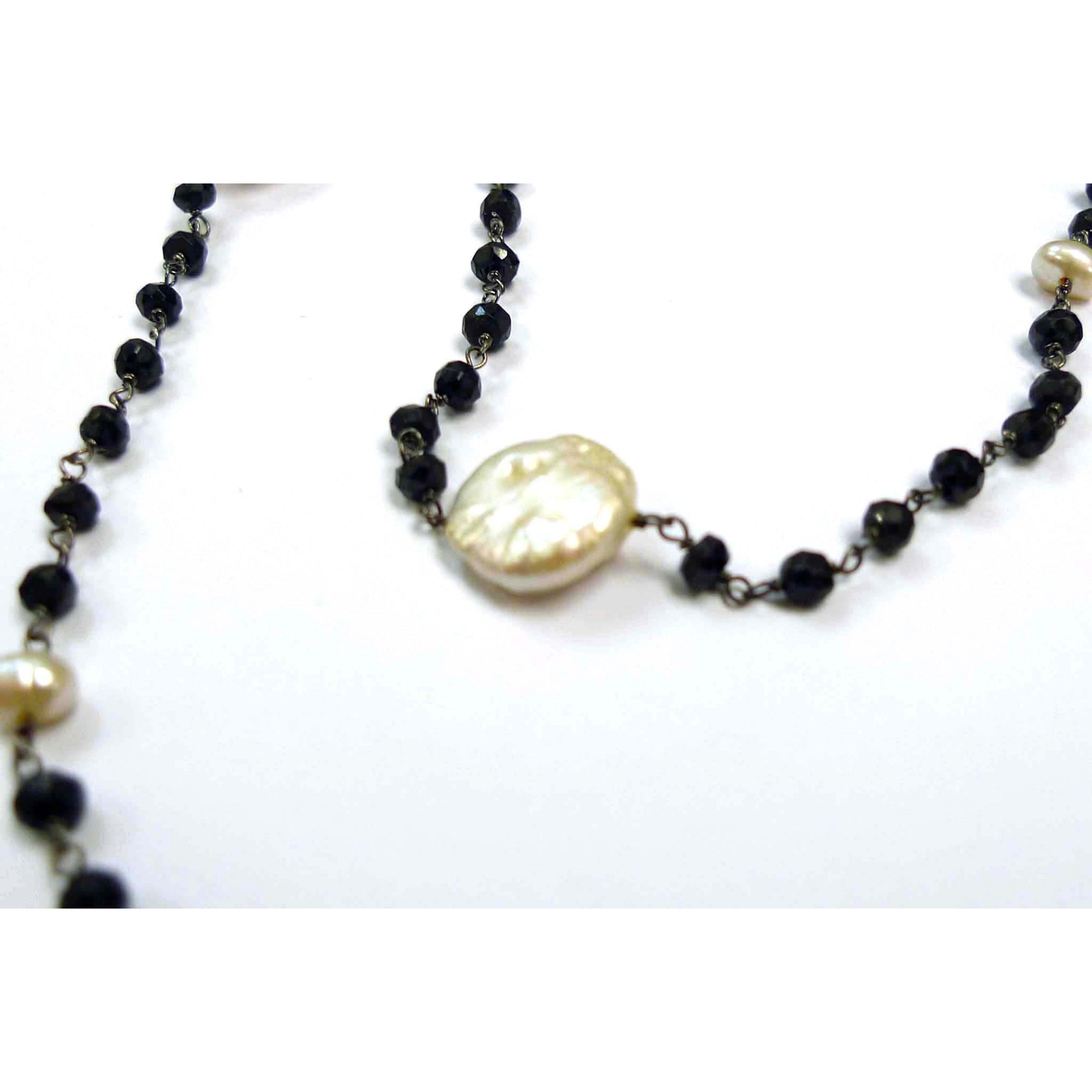 Black Spinel Knotting Chain Necklace