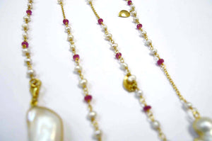 Vintage Necklace - Pearl & Rose Quartz