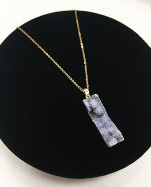 Flicker Mineral Stone Necklace - Rectangle Purple